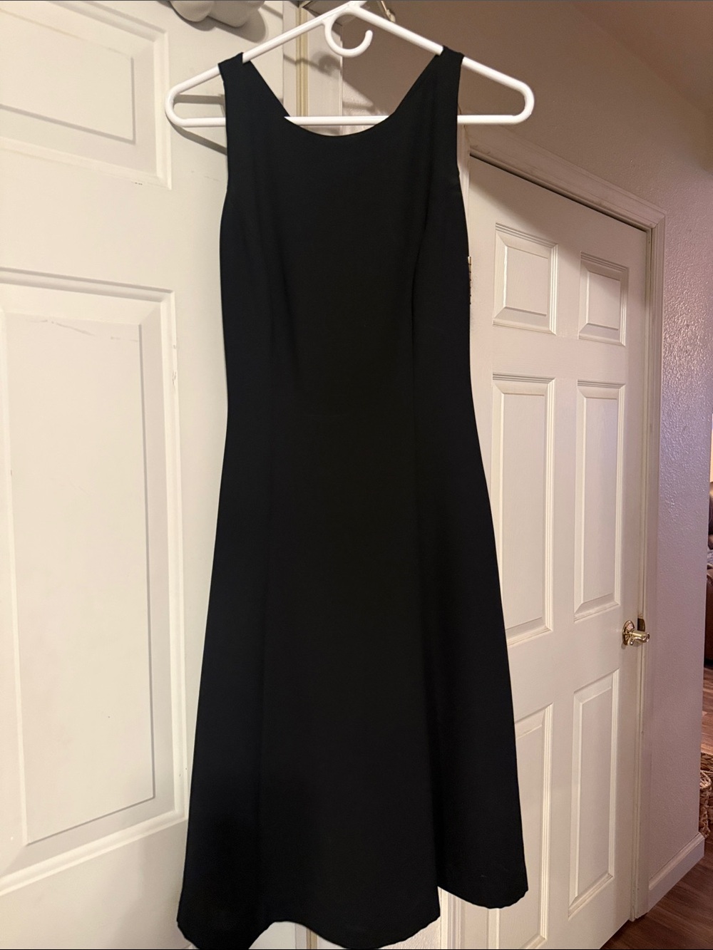 Talbots Black Sleeveless A-Line Dress with embellished brooch sexy back